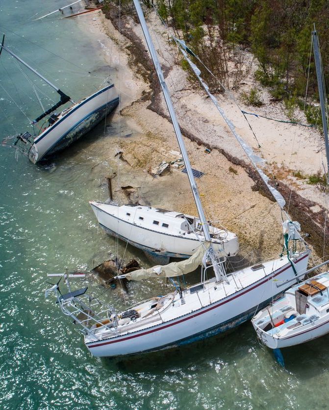 Sailboats washed ashore by Hurricane Irma Key West